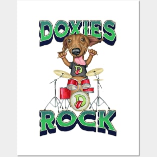 Doxie Dog Rock on with the Drums Posters and Art